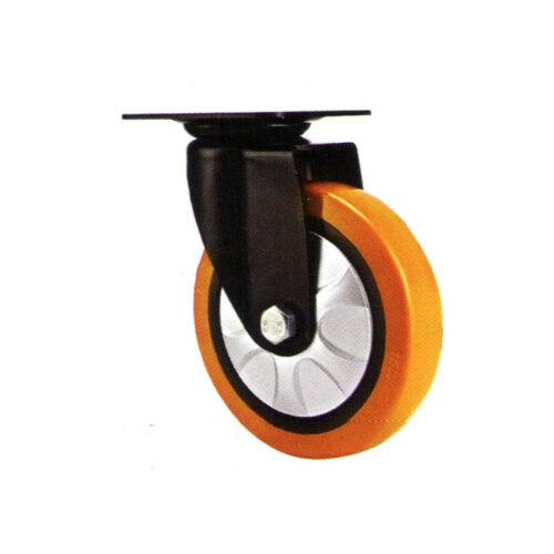 چرخ پایه مشکی کفی گردان نارنجی